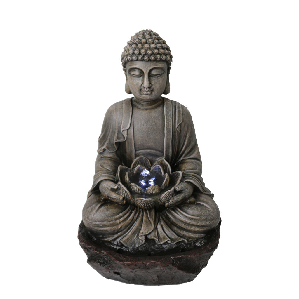 Willow &amp; Silk Water Feature Fountain Meditation Buddha 25x23x41cm