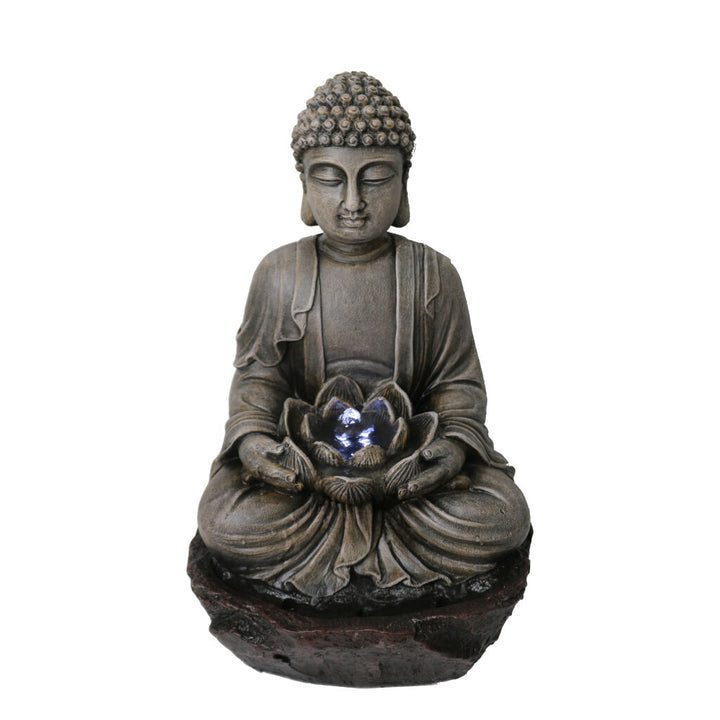 Willow &amp; Silk Water Feature Fountain Meditation Buddha 25x23x41cm