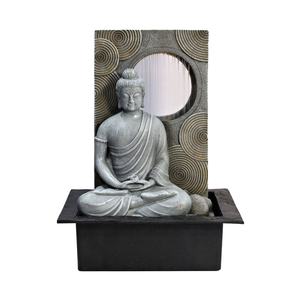 Willow &amp; Silk Water Feature Fountain Raining Slab Buddha 31x23x40cm