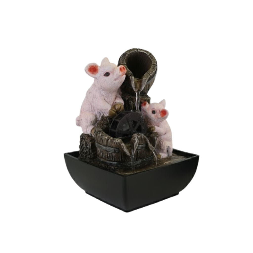 Willow &amp; Silk Water Feature Fountain Piggy Wheel 13x13x18cm