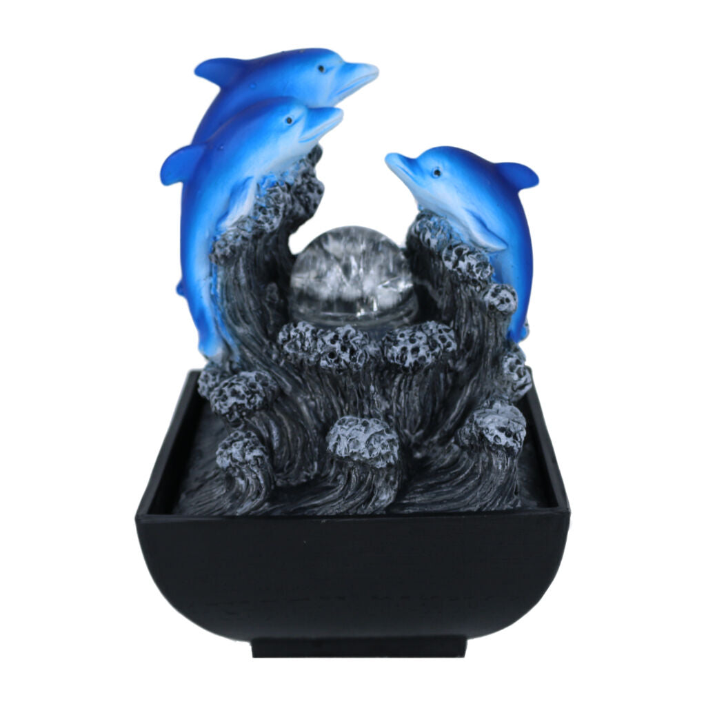 Willow &amp; Silk Water Feature Fountain Dolphin Surfing 14x14x20cm