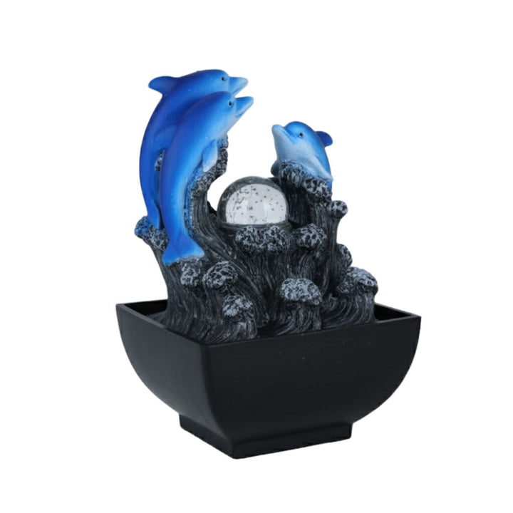 Willow &amp; Silk Water Feature Fountain Dolphin Surfing 14x14x20cm