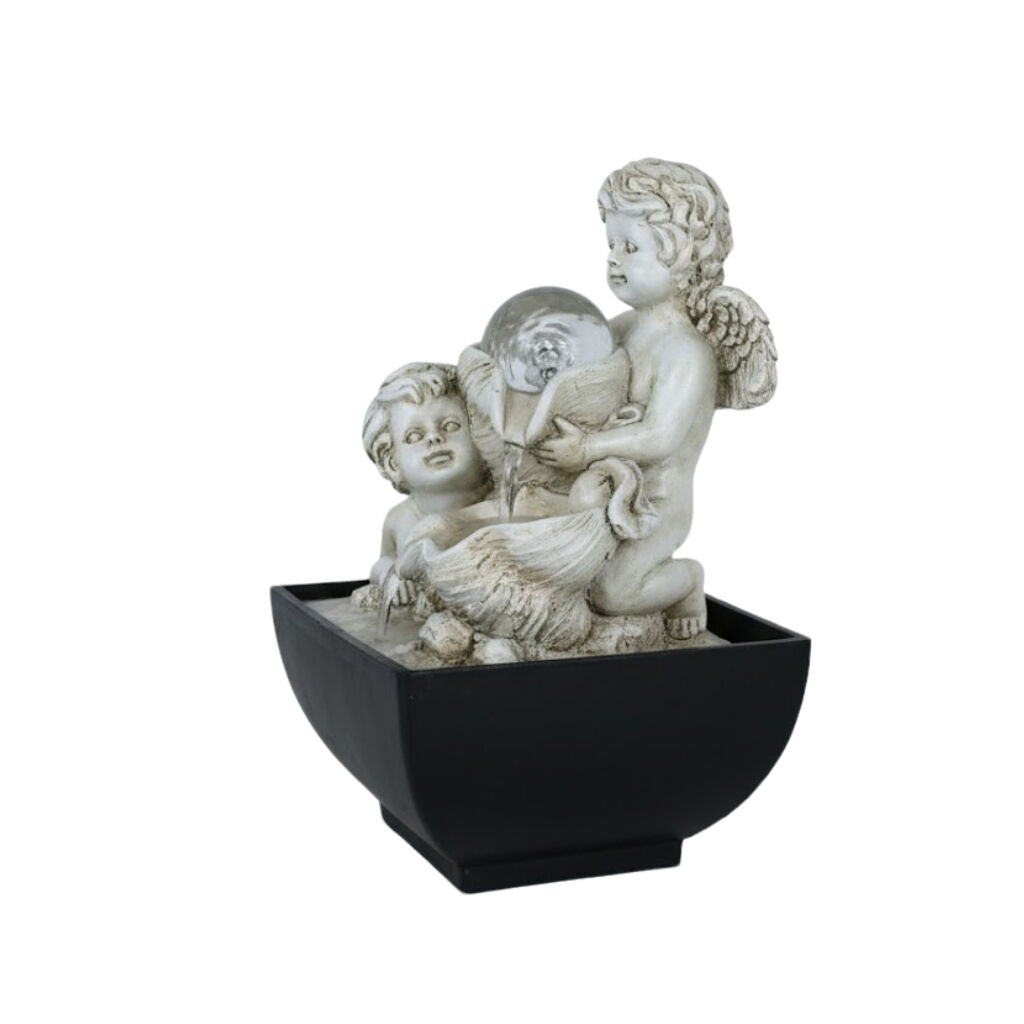 Willow &amp; Silk Water Feature Fountain Shell Cherubs 14x14x20cm