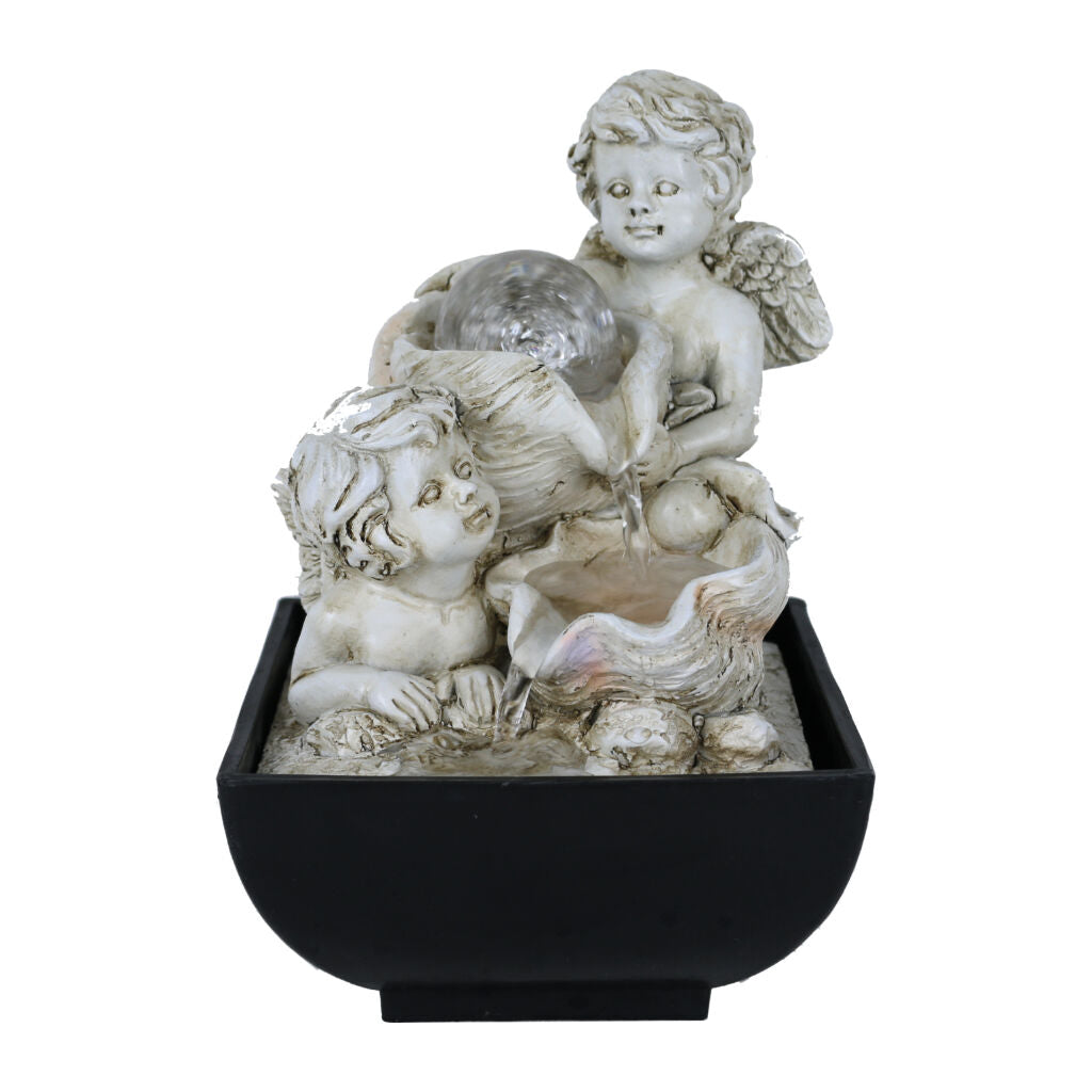 Willow &amp; Silk Water Feature Fountain Shell Cherubs 14x14x20cm