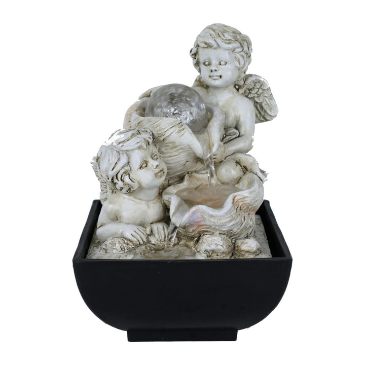 Willow &amp; Silk Water Feature Fountain Shell Cherubs 14x14x20cm