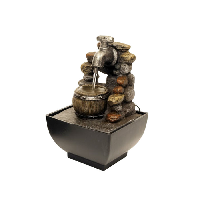 Willow &amp; Silk Water Feature Fountain Tap Barrel 13x13x18cm