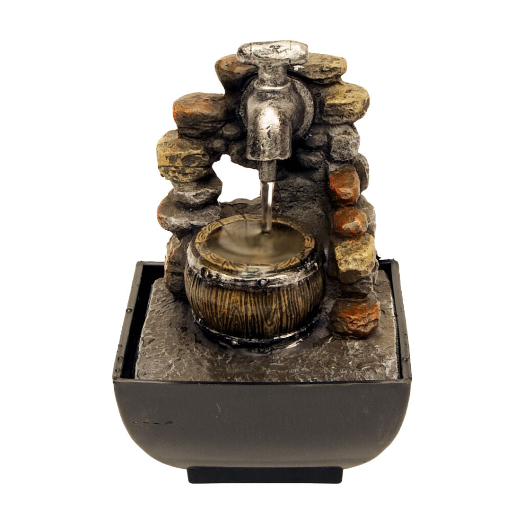 Willow &amp; Silk Water Feature Fountain Tap Barrel 13x13x18cm