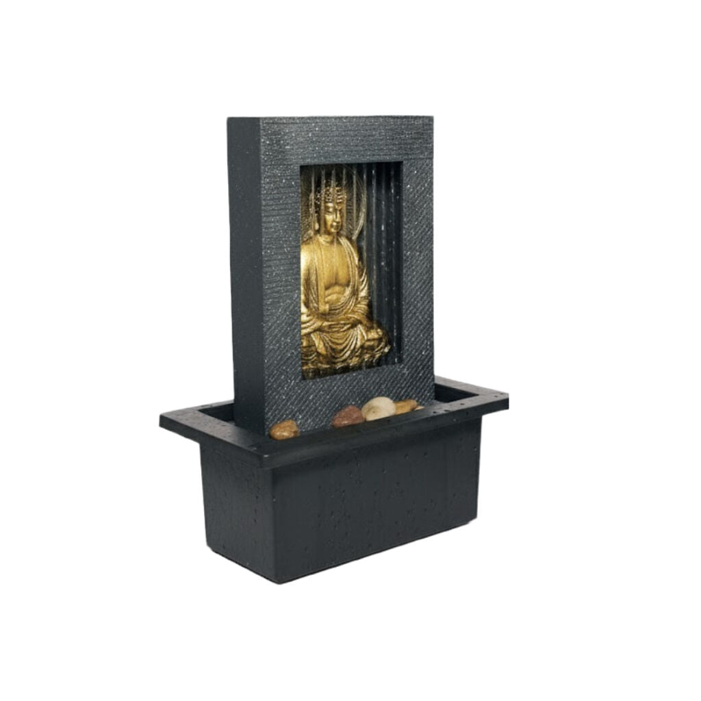 Willow &amp; Silk Water Feature Fountain Buddha Rain 21x18x25cm
