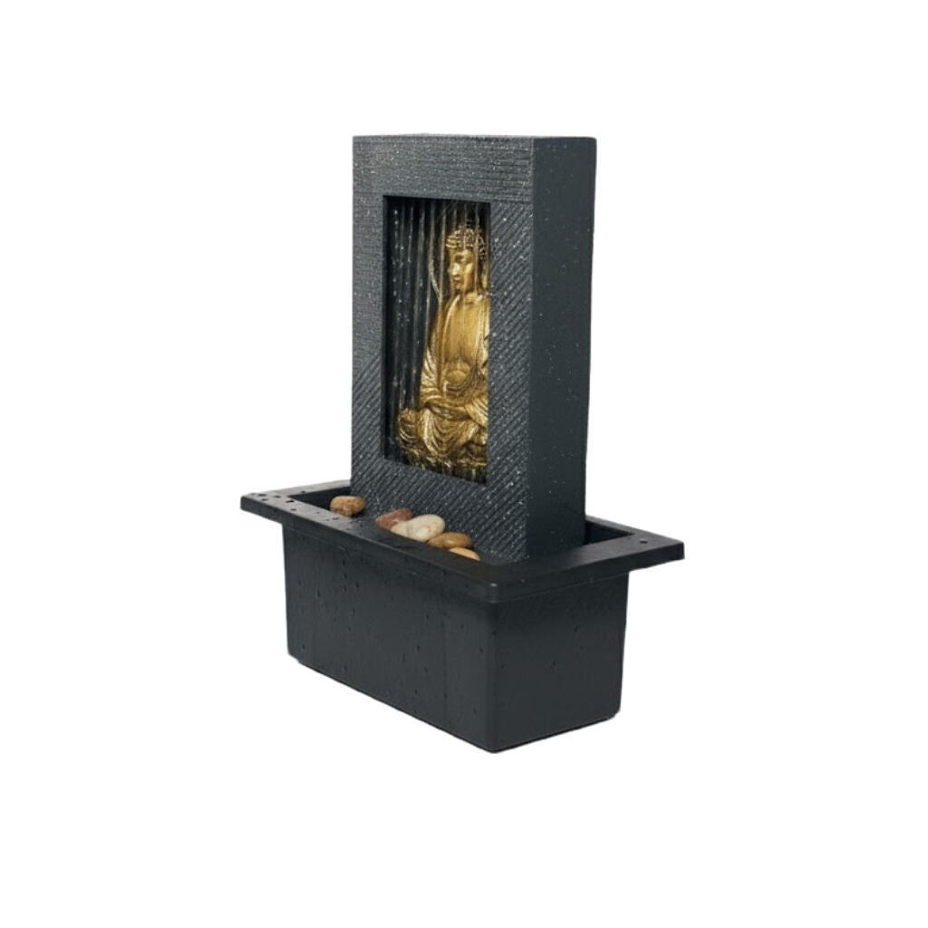 Willow &amp; Silk Water Feature Fountain Buddha Rain 21x18x25cm