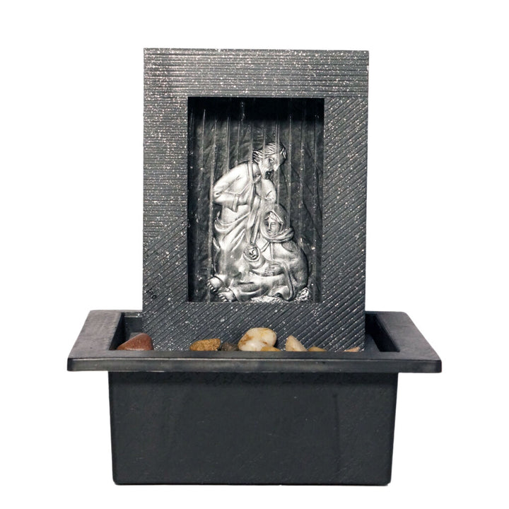 Willow &amp; Silk Water Feature Fountain Christ Rain 21x18x25cm