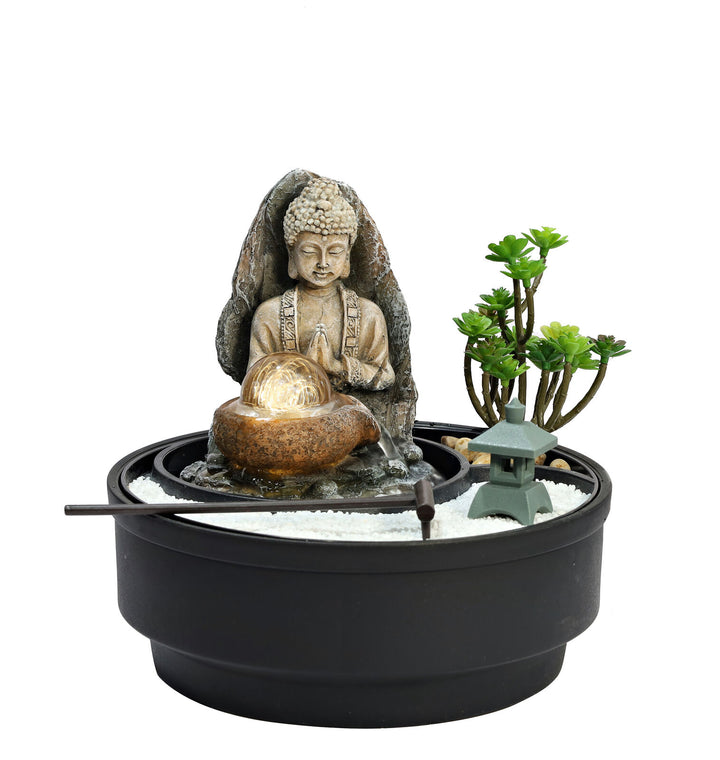 Willow &amp; Silk Water Feature Fountain Buddha Sandpit Flow 21x21x21cm