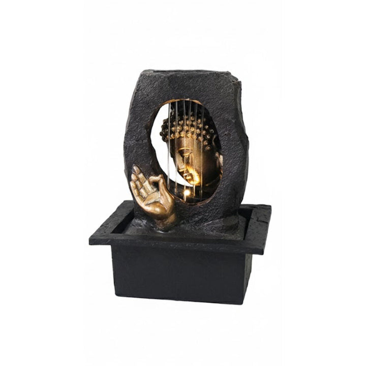 Willow &amp; Silk Water Feature Fountain Gilt Raining Buddha 23x20x28cm