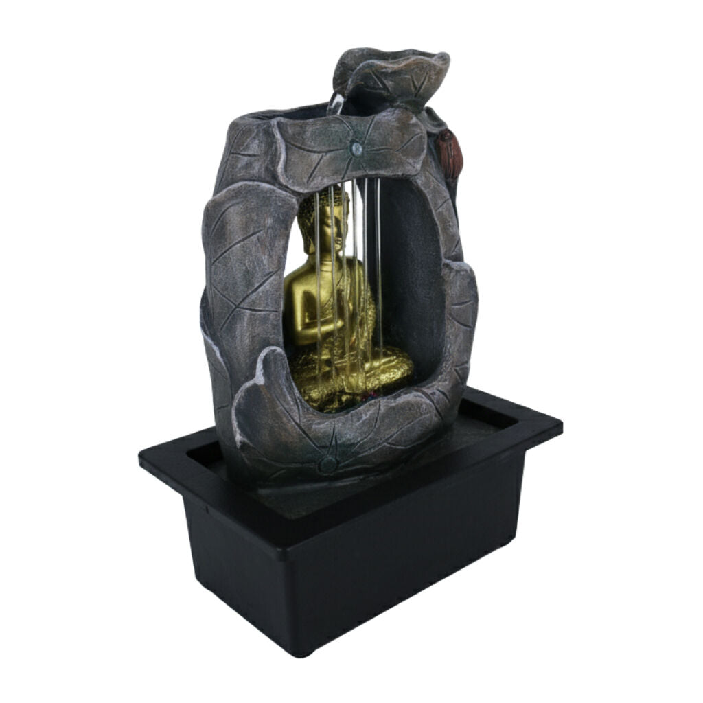 Willow &amp; Silk Water Feature Fountain Raining Zen Buddha 24x18x27cm