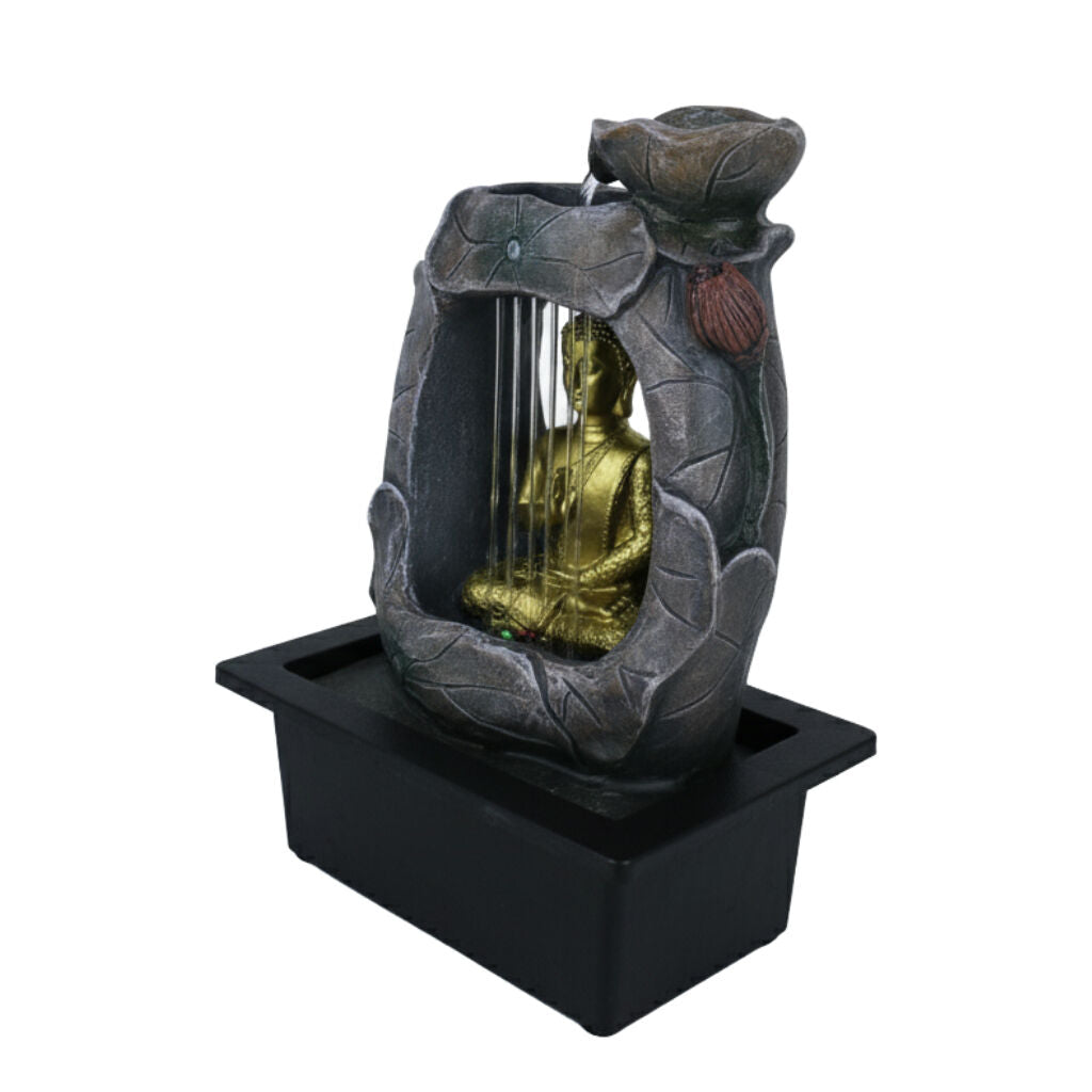 Willow &amp; Silk Water Feature Fountain Raining Zen Buddha 24x18x27cm