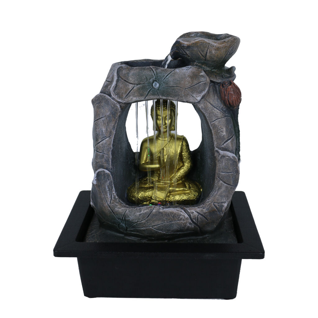 Willow &amp; Silk Water Feature Fountain Raining Zen Buddha 24x18x27cm