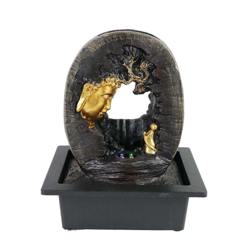 Willow &amp; Silk Water Feature Fountain Raining Tranquil Buddha 24x18x27cm