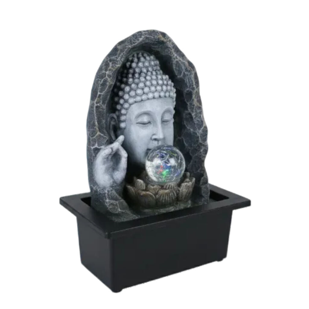 Willow &amp; Silk Water Feature Fountain Gazing Buddha 24x18x27cm