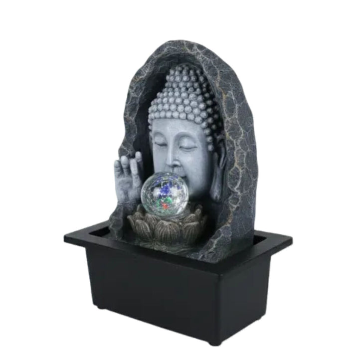 Willow &amp; Silk Water Feature Fountain Gazing Buddha 24x18x27cm