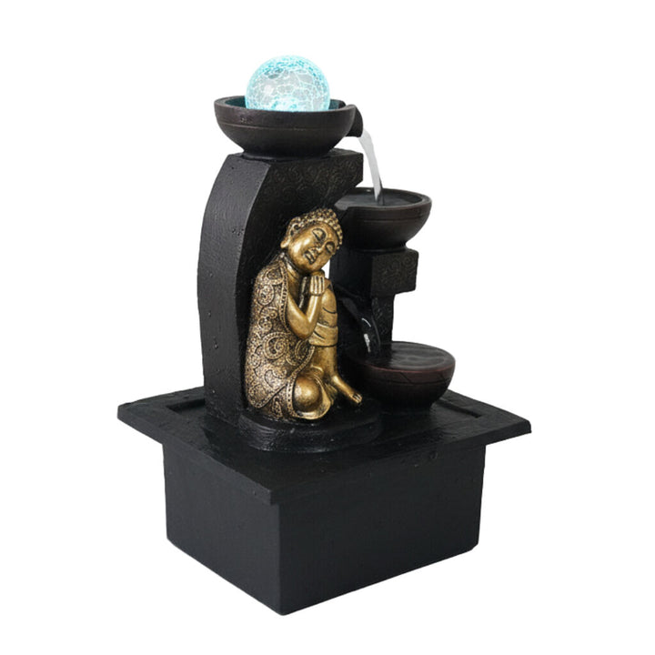 Willow &amp; Silk Water Feature Fountain Gilt Napping Buddha 23x20x28cm