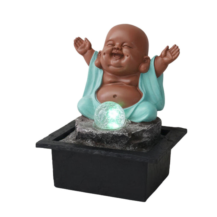 Willow &amp; Silk Water Feature Fountain Happy Buddha Blessing 23x20x28cm