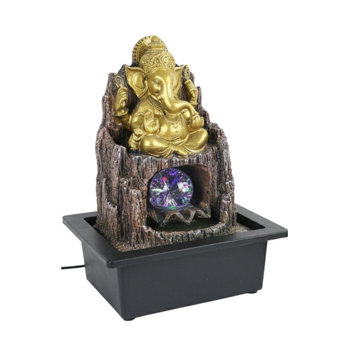 Willow &amp; Silk Water Feature Fountain Wood Ganesha 24x18x27cm