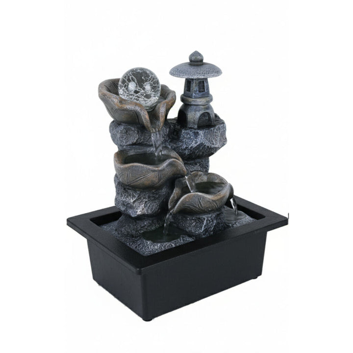 Willow &amp; Silk Water Feature Fountain Decor Pagoda 24x18x27cm