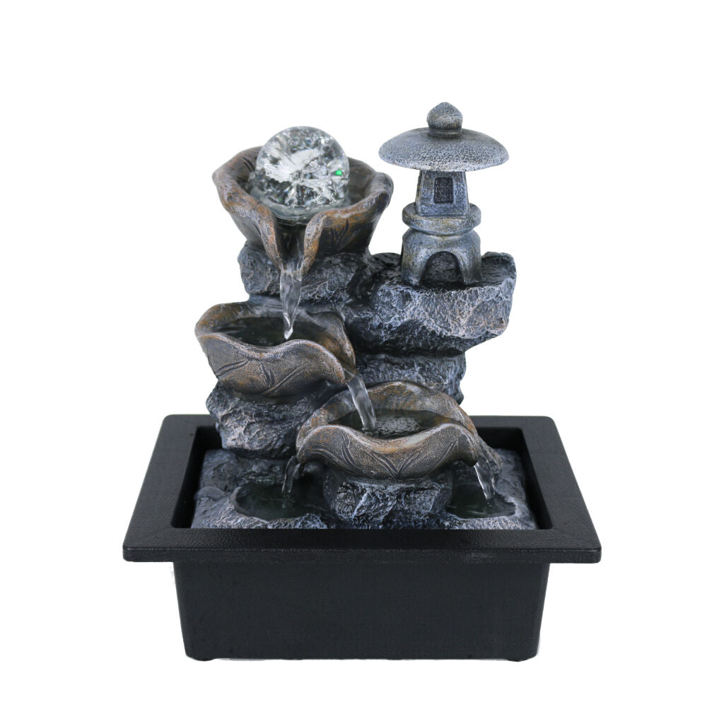 Willow &amp; Silk Water Feature Fountain Decor Pagoda 24x18x27cm