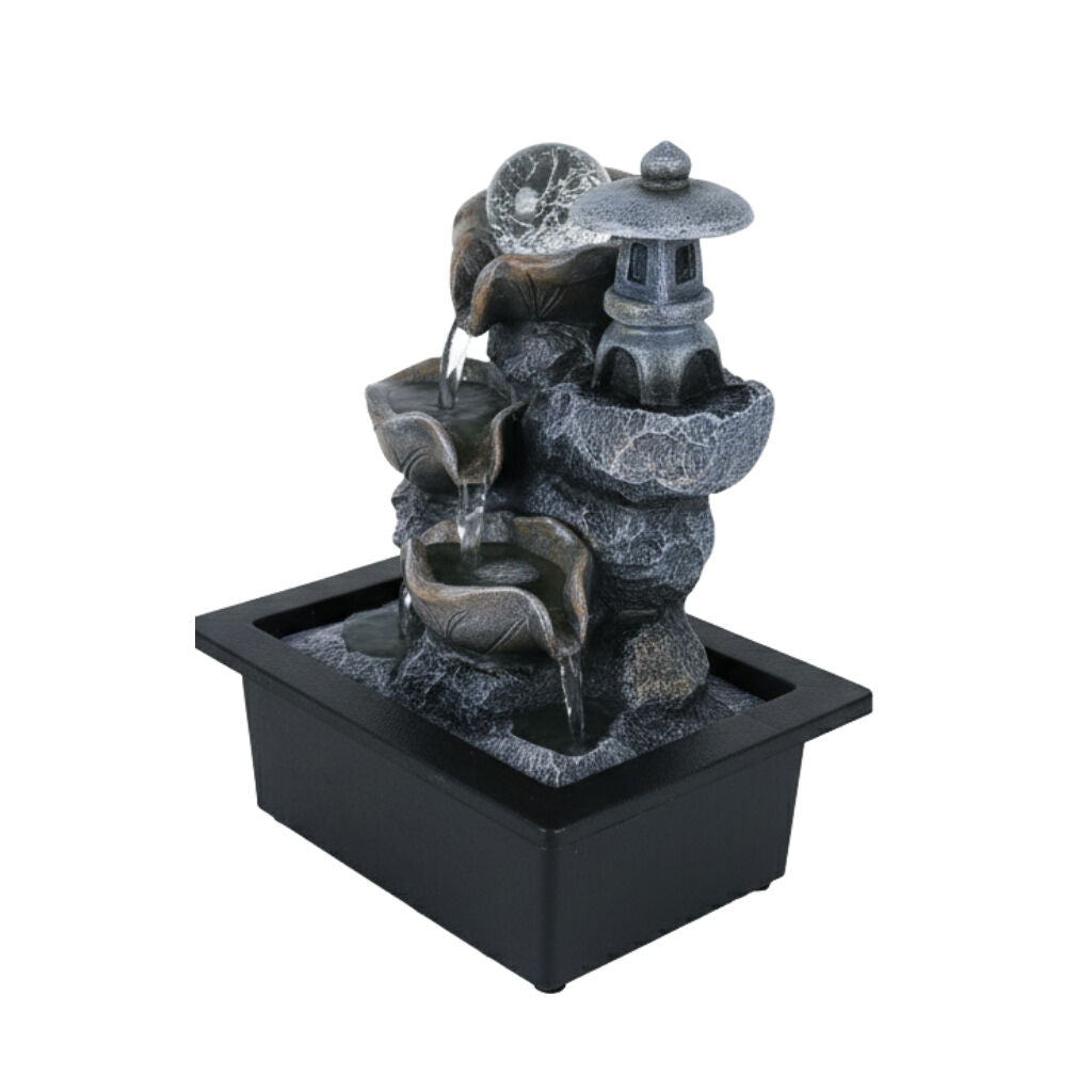 Willow &amp; Silk Water Feature Fountain Decor Pagoda 24x18x27cm