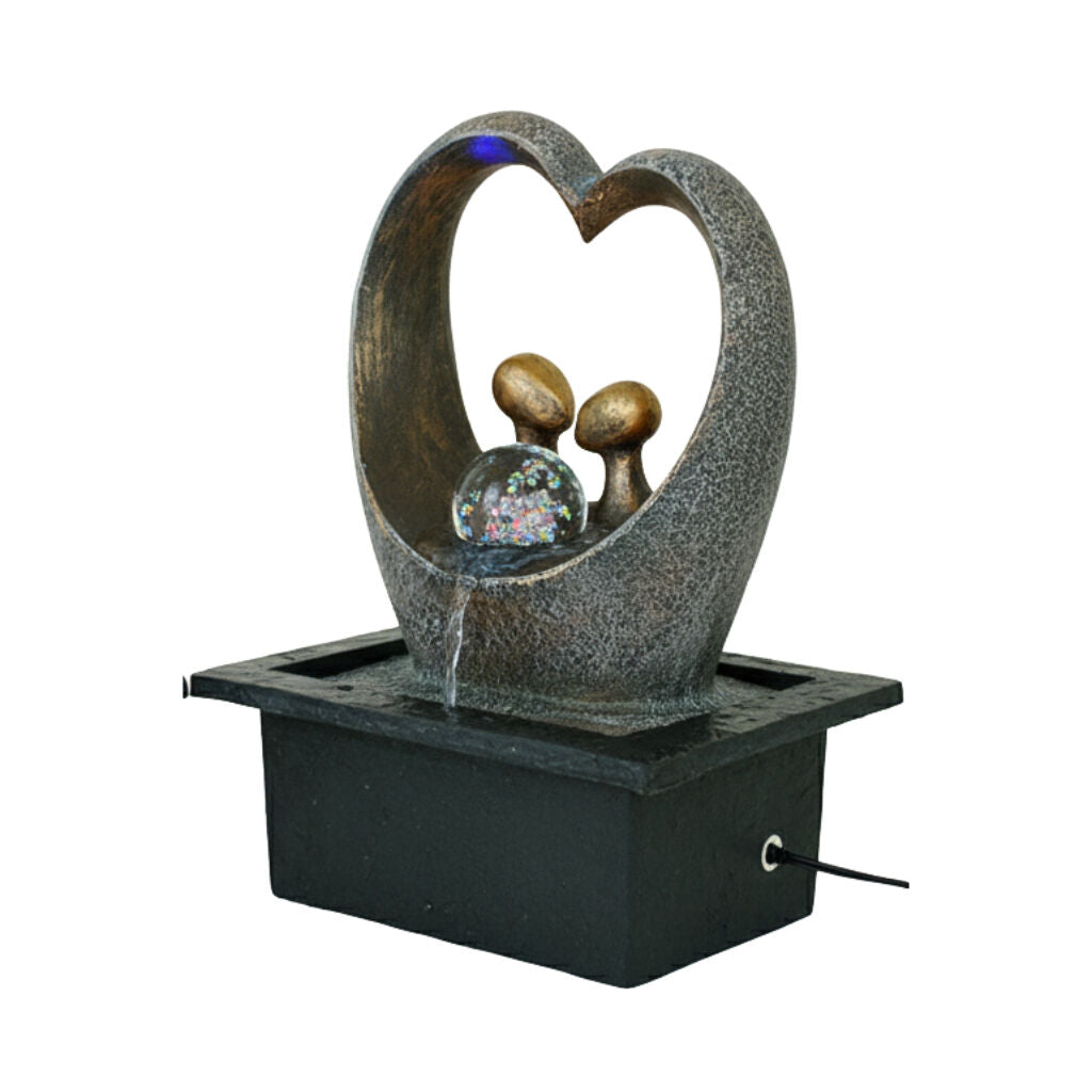 Willow &amp; Silk Water Feature Fountain Love Heart Cuddles 21x19x27cm