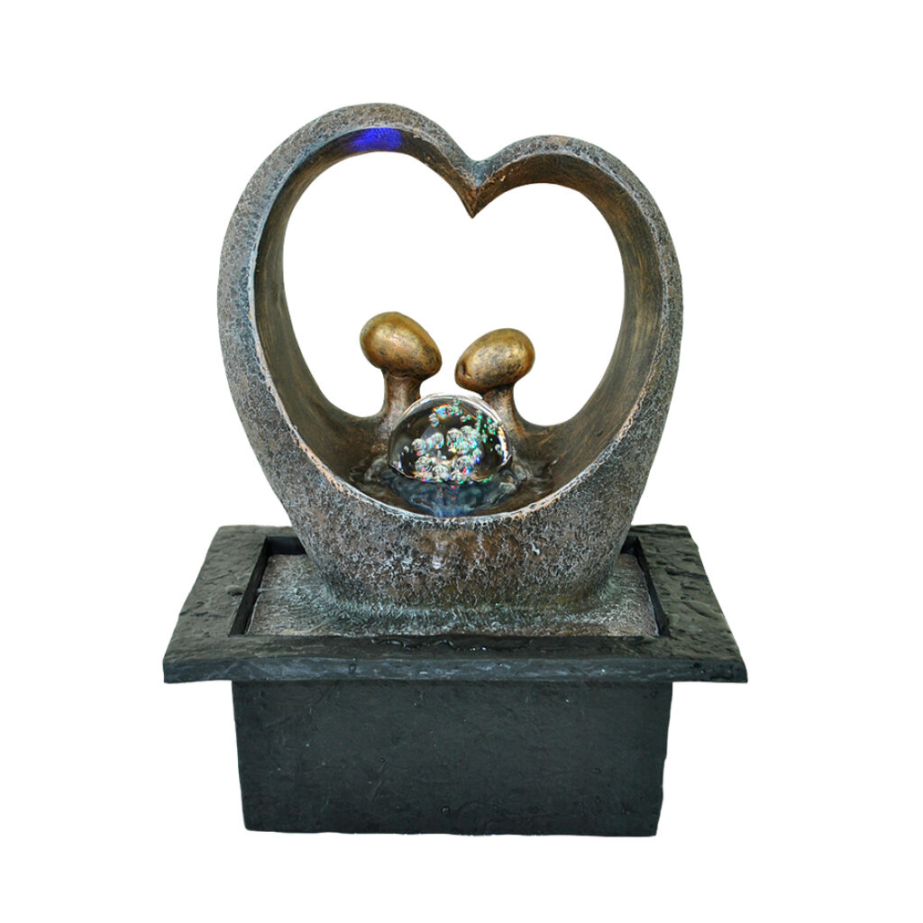 Willow &amp; Silk Water Feature Fountain Love Heart Cuddles 21x19x27cm