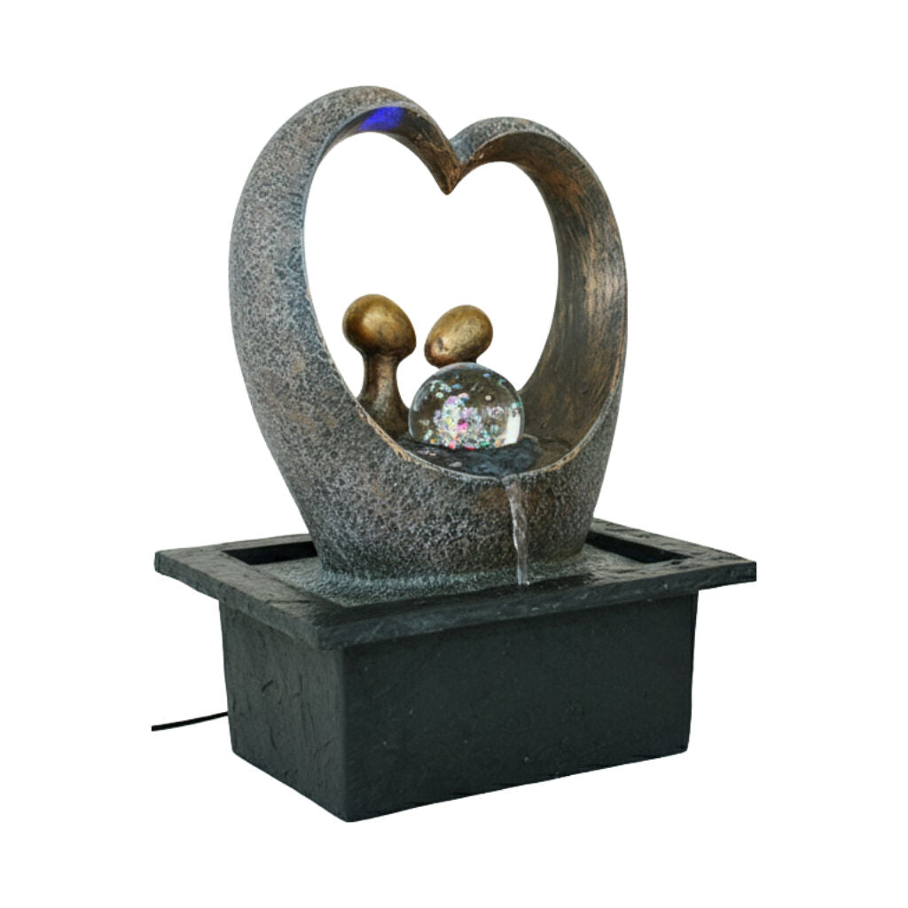 Willow &amp; Silk Water Feature Fountain Love Heart Cuddles 21x19x27cm