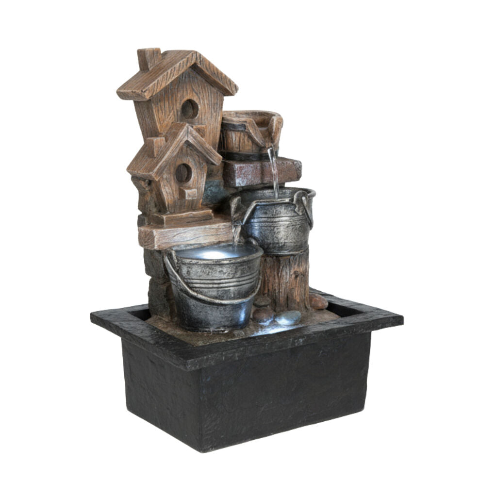 Willow &amp; Silk Water Feature Fountain Birds Nest 21x19x27cm