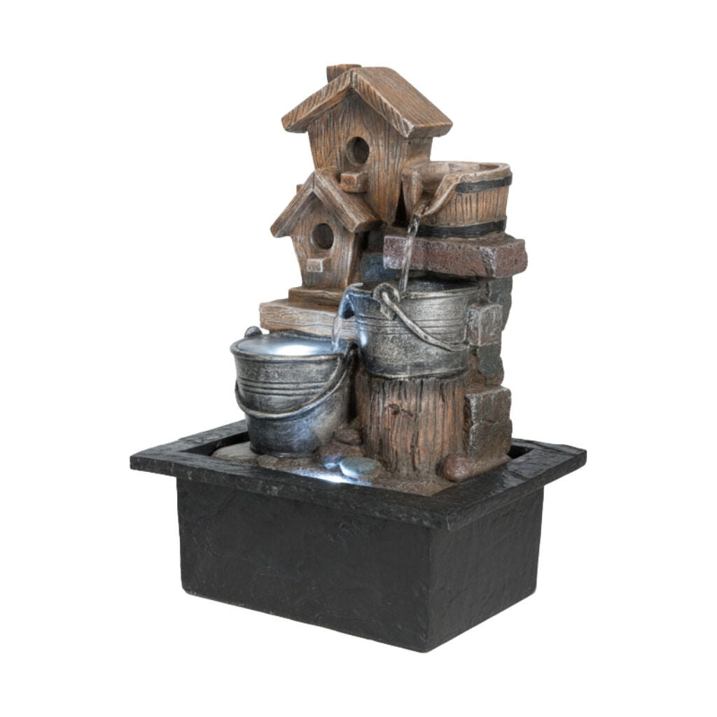 Willow &amp; Silk Water Feature Fountain Birds Nest 21x19x27cm