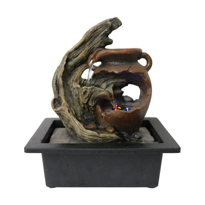 Willow &amp; Silk Water Feature Fountain Driftwood Urn 23x18x27cm