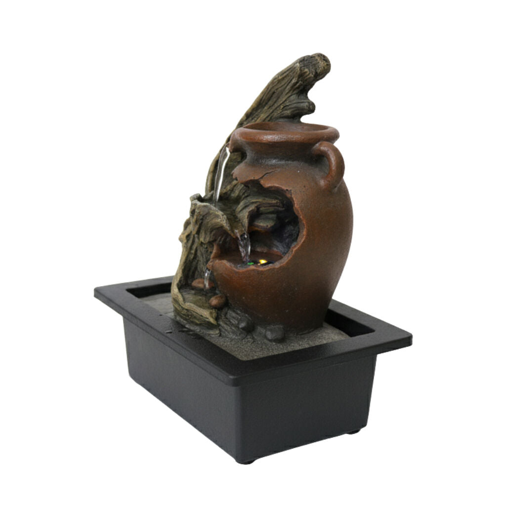 Willow &amp; Silk Water Feature Fountain Driftwood Urn 23x18x27cm