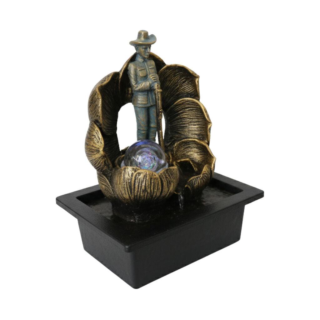 Willow &amp; Silk Water Feature Fountain Poppy Flower 23x18x26cm