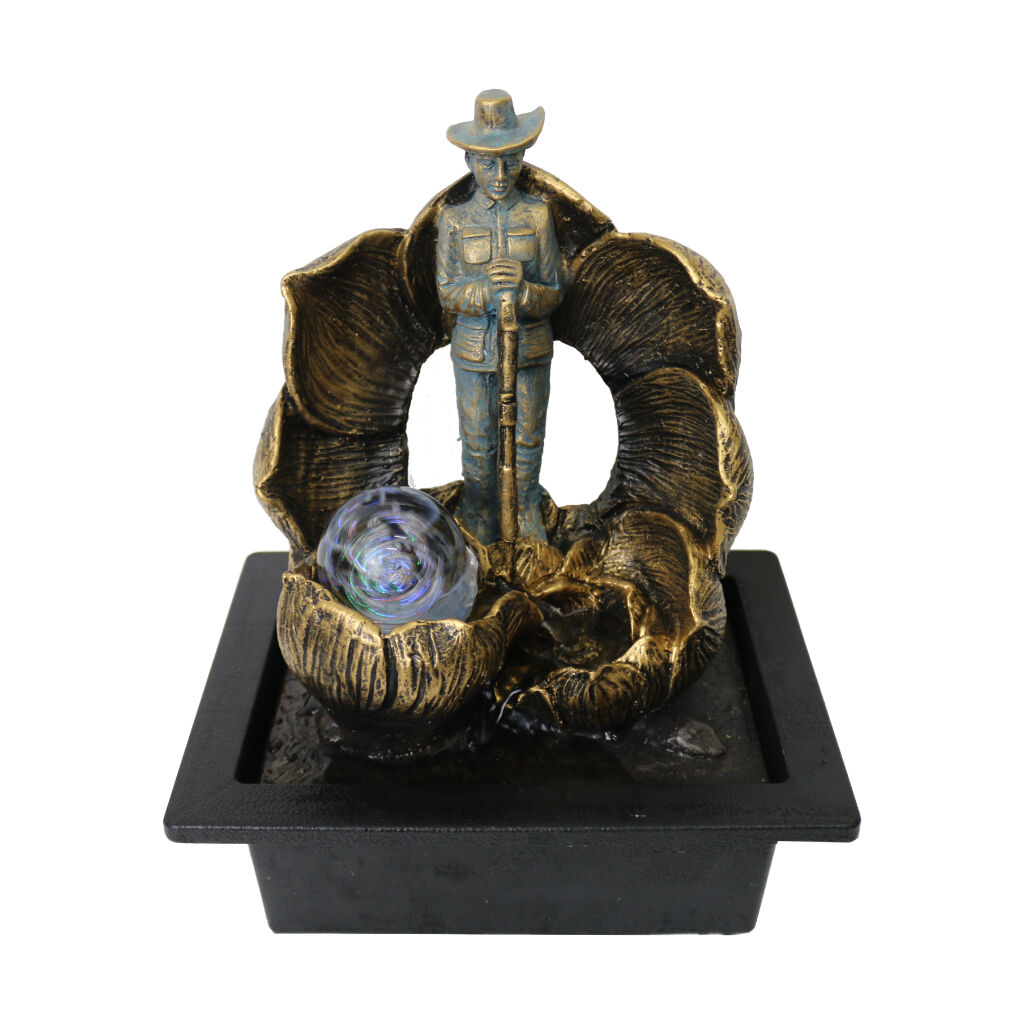 Willow &amp; Silk Water Feature Fountain Poppy Flower 23x18x26cm
