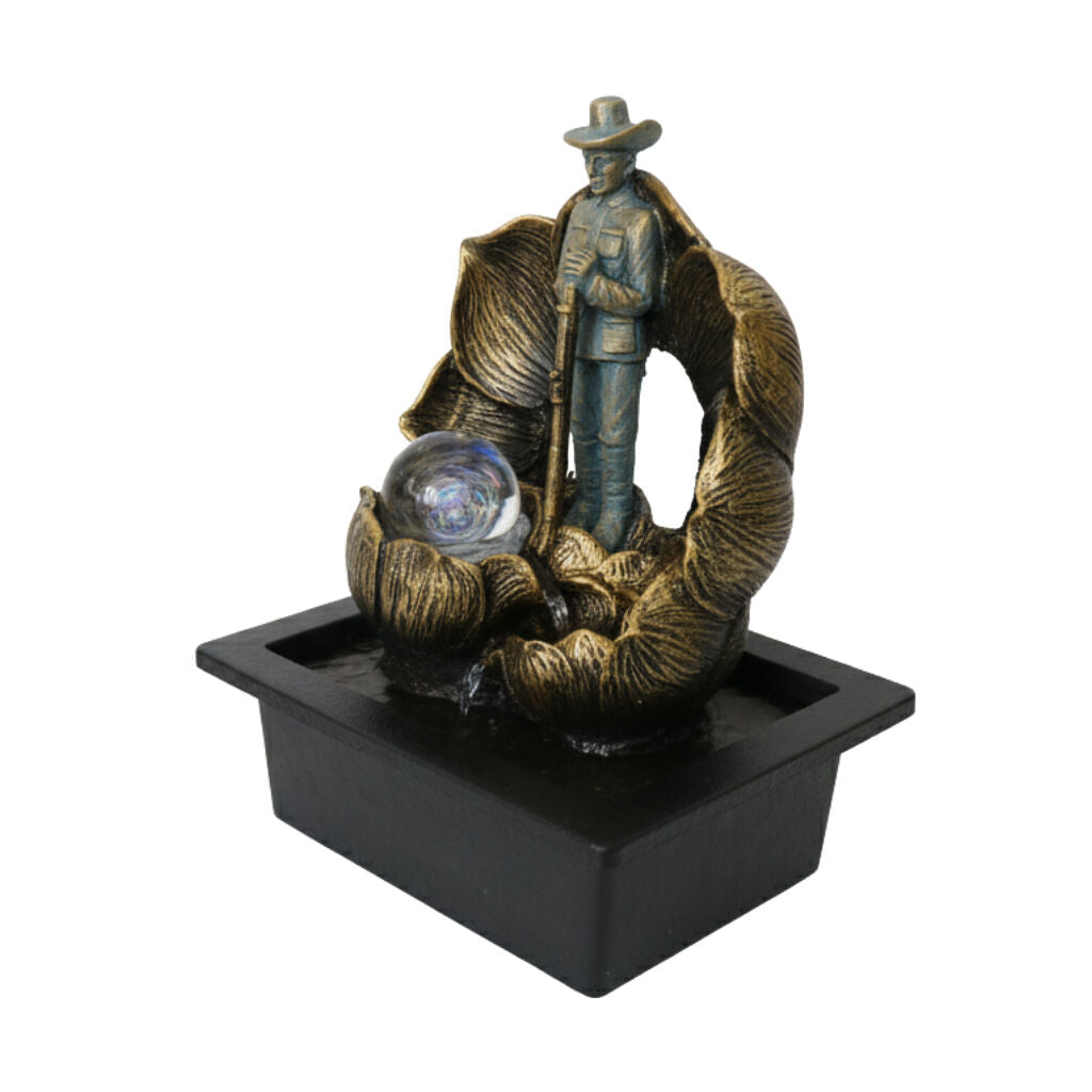 Willow &amp; Silk Water Feature Fountain Poppy Flower 23x18x26cm