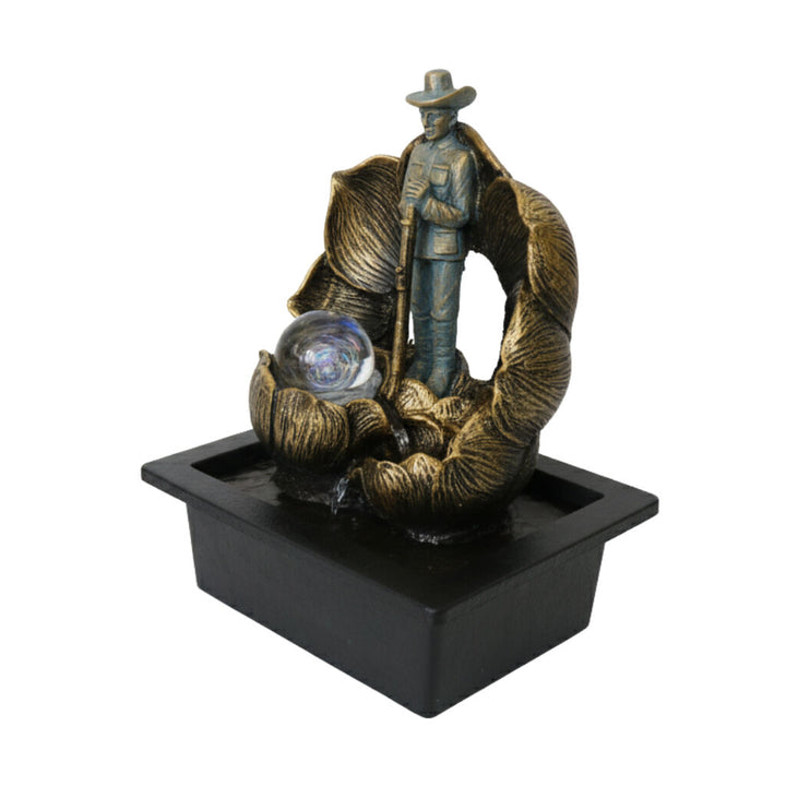 Willow &amp; Silk Water Feature Fountain Poppy Flower 23x18x26cm